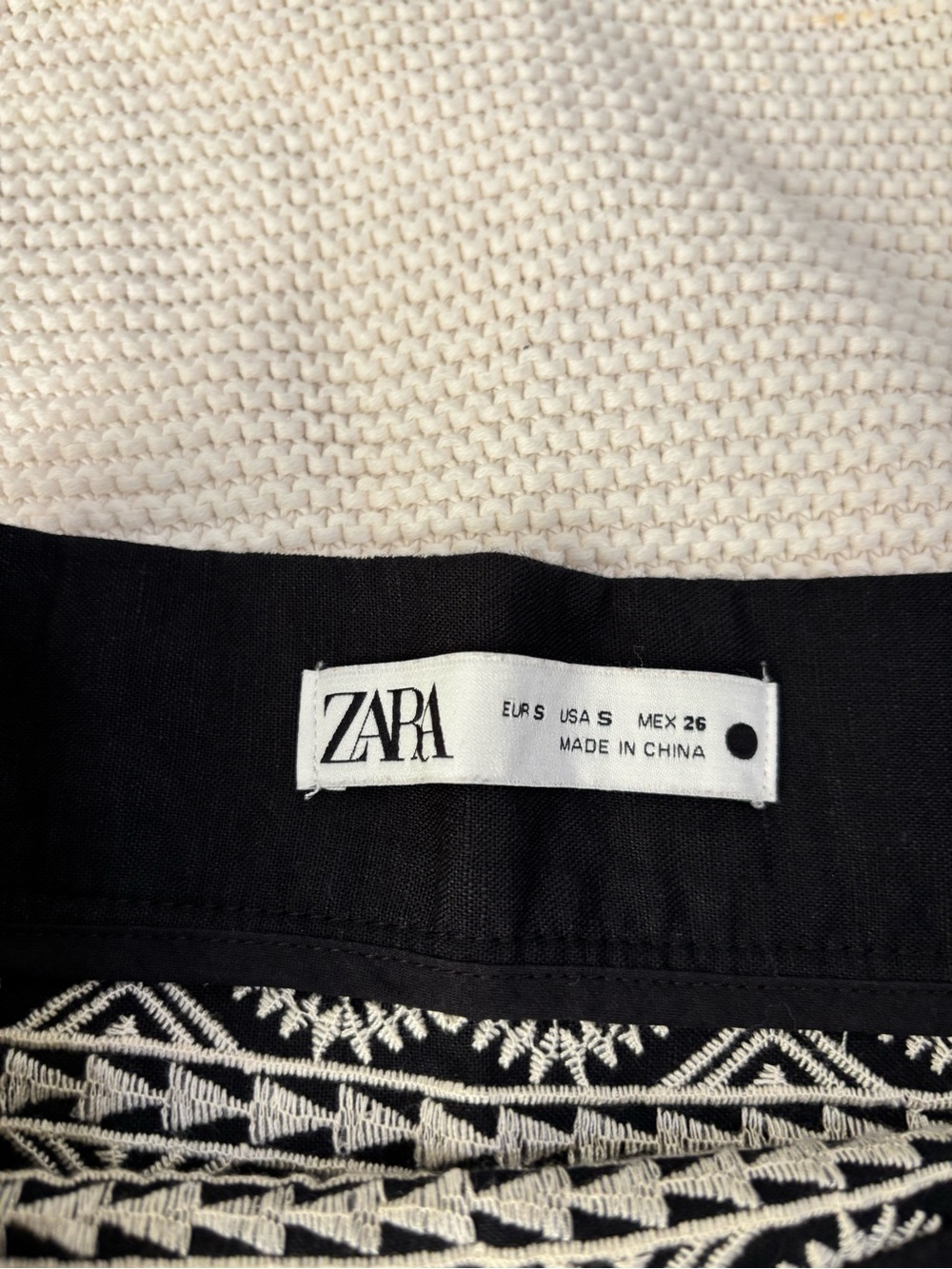 Zara Black Skirt with White Embroidered Bands - Picture 3 of 3
